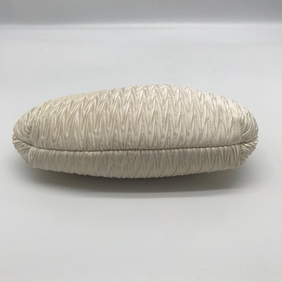 Morgan Taylor Ruched Ivory Satin Evening Crossbody - Picture 5 of 11